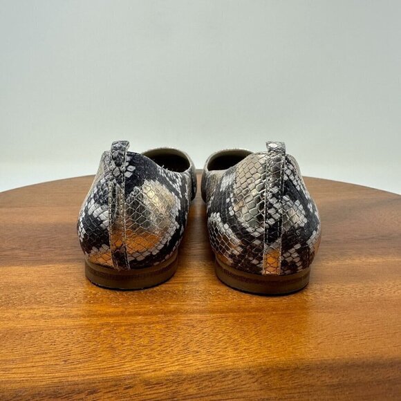 Boden Flats Olive Ballerinas Shoes Sz 38 Metallic Snake print Square toe - Picture 10 of 14